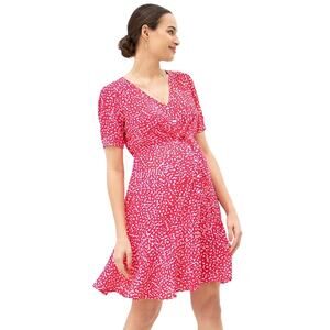 Seraphine Red Front Tie Maternity Button Up Dress Floral Size 8